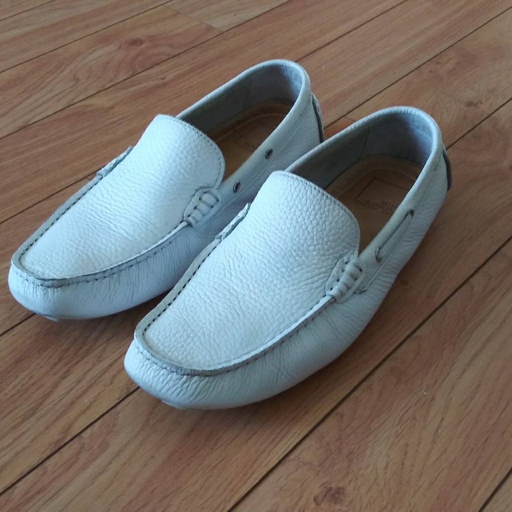 Men's White Leather Casual Loafers